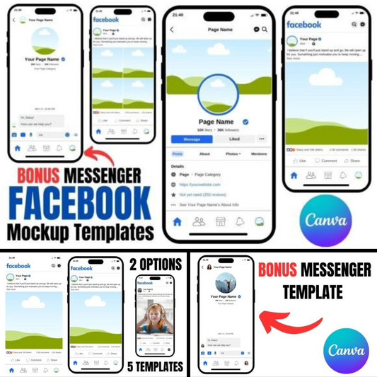 Facebook Mockup Templates Canva + Bonus