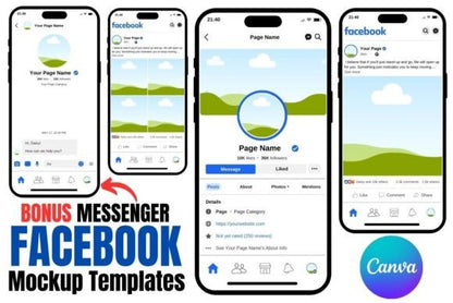 Facebook Mockup Templates Canva + Bonus