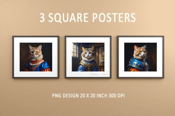 Medieval Cats Knights Car Posters Set